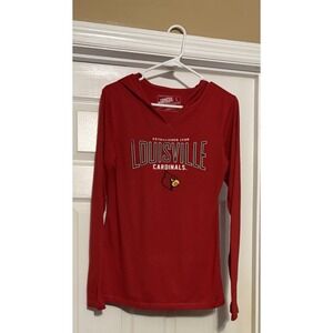 Louisville KY Cardinals Hooded T Shirt, Red Shirt, Size Large in Juniors